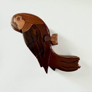 Wooden Puzzle Trinket Box Parrot Handcrafted